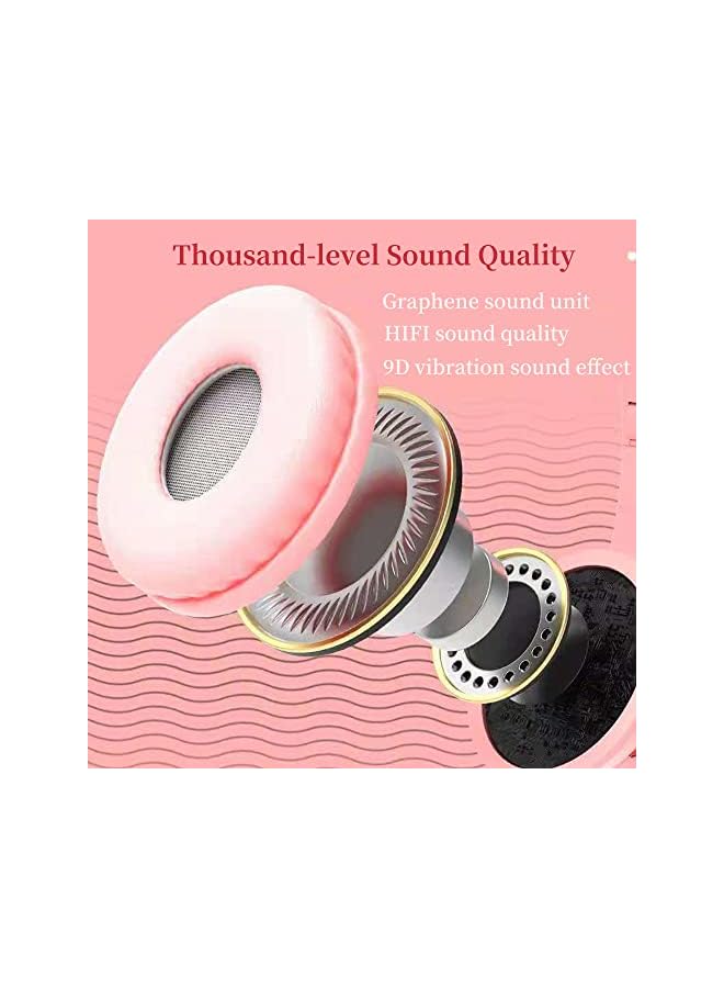 X spring Cat Ear Kids Headphones Led Light Up Bluetooth 5.0 Wireless Kids Headphones Foldable Cat Ear Headphones For Ipad Smartphone Pc Tablet All Pink - Image 3