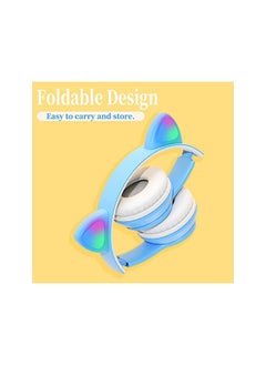 X spring Cat Ear Kids Headphones Led Light Up Bluetooth 5.0 Wireless Kids Headphones Foldable Cat Ear Headphones For Ipad Smartphone Pc Tablet All Pink  - Image 4