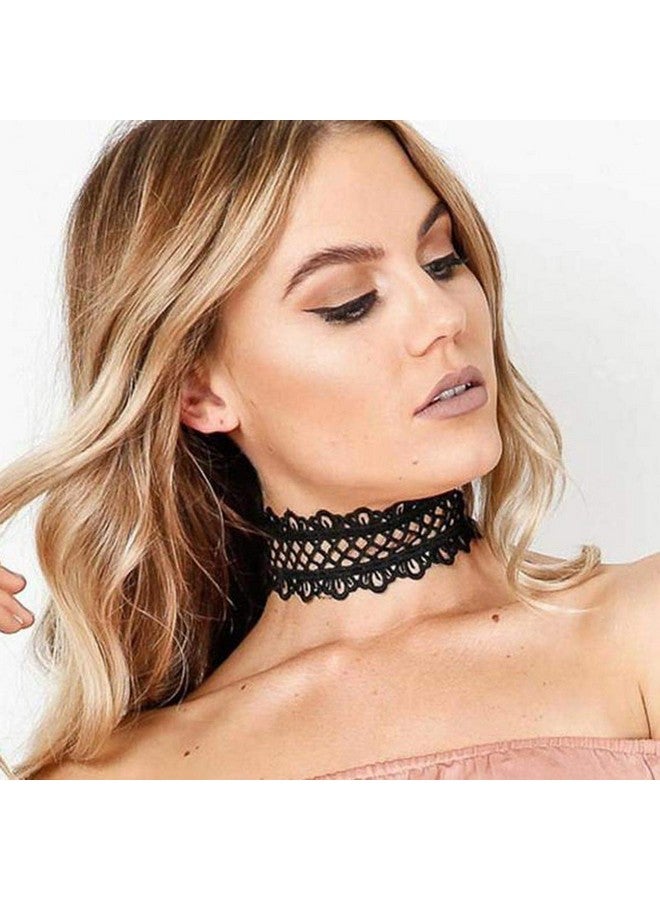 Zoestar Lace Choker Necklaces Vintage Black Elastic Stretch Necklace Chain Accessories For Women - Image 2
