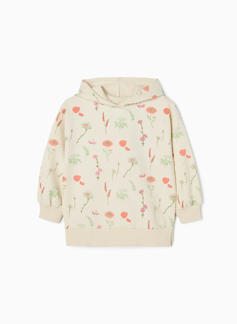 زيبي Zippy Hooded Sweatshirt With Floral Motif For Girls