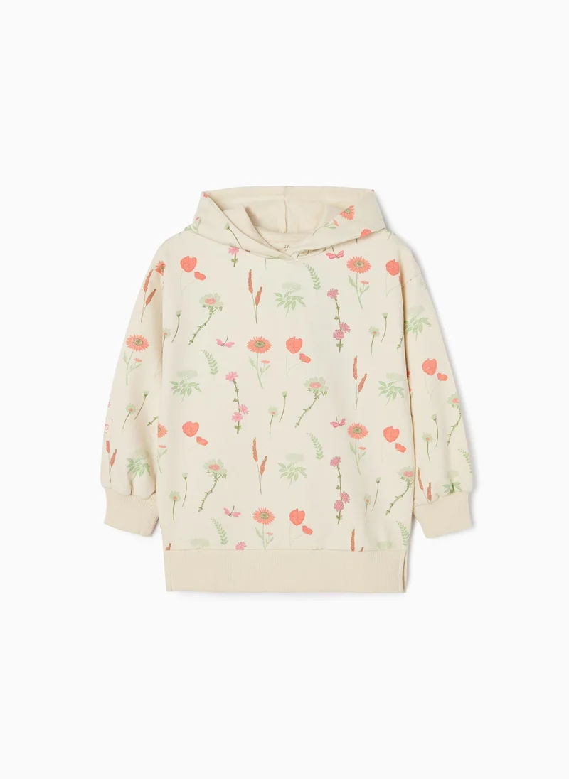 زيبي Zippy Hooded Sweatshirt With Floral Motif For Girls