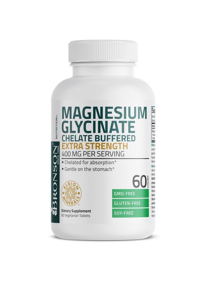 Bronson برونسون مغنيسيوم جليسينات 400 ملغ قوة إضافية، نباتي، مخلب لامتصاص لطيف على المعدة، غير معدّل وراثياً، 60 قرص - Image 5