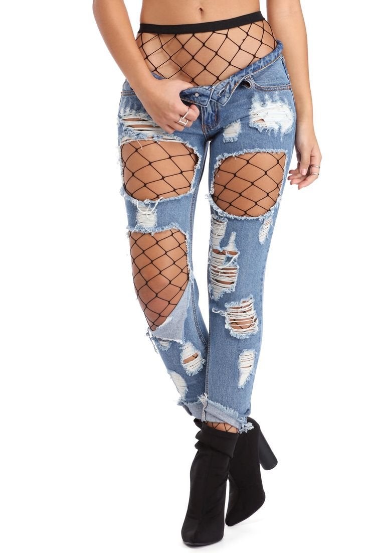 CLOUDWOOD Women's Cotton Fishnet Stockings (CLWDLEG023, Black, Large) - Image 2