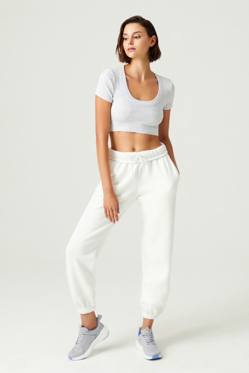 Los Ojos x Melodi Gray Cotton Twill Crop T-Shirt Short Sleeve  - Image 4