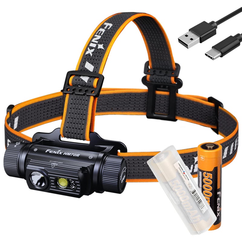Fenix HM70R 1600 Lumen USBC Rechargeable Headlamp with Dual ARBL215000 White High CRI and Red LEDs LumenTac Organizer