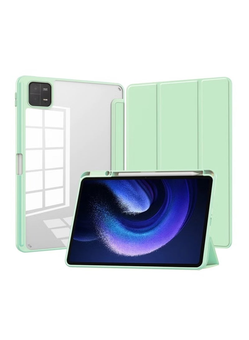 ProElite Smart Flip Case Cover for Xiaomi Mi Pad 6 11 inch Tablet, Transparent Back with Pen Holder, Dark Blue - Image 1