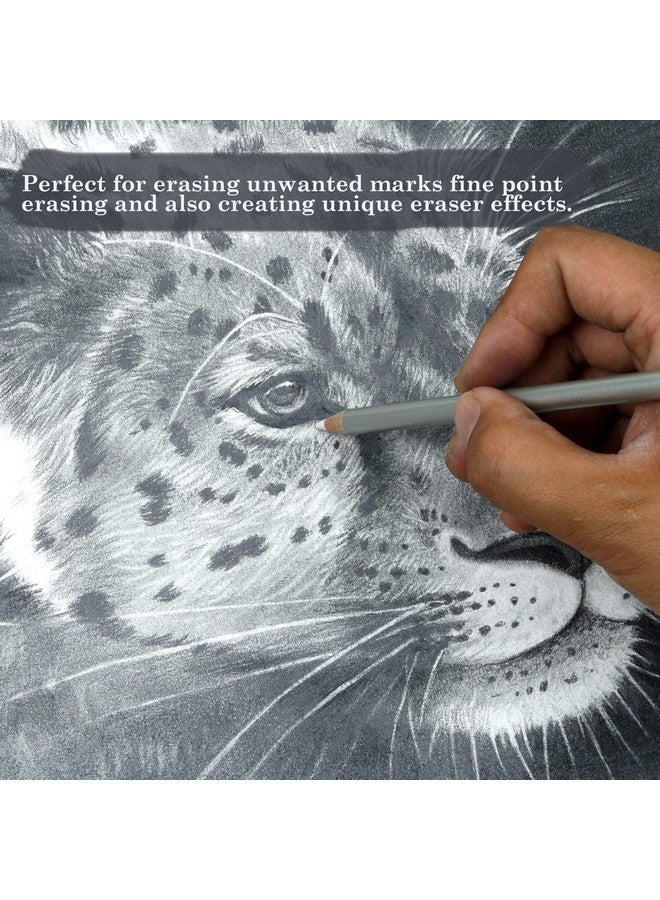 KALOUR Detail Eraser Pencil - 6Pc Eraser Pencils With Brush And 2Pc Sharpener,Erasing Small Details Or Add Highlights For Sketching, Charcoal Drawings. Fine Detail Eraser For Beginners & Artists - Image 5