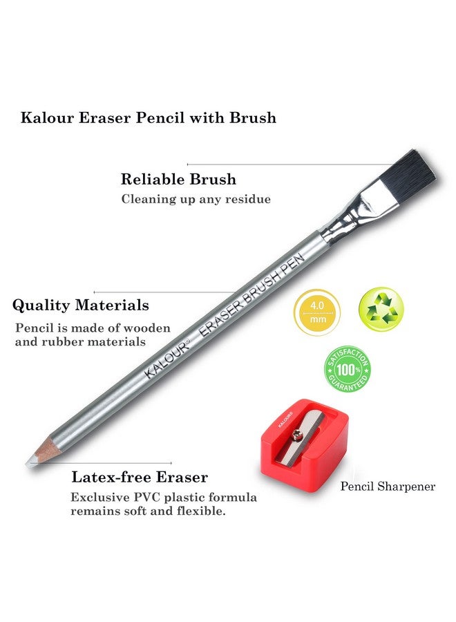 KALOUR Detail Eraser Pencil - 6Pc Eraser Pencils With Brush And 2Pc Sharpener,Erasing Small Details Or Add Highlights For Sketching, Charcoal Drawings. Fine Detail Eraser For Beginners & Artists - Image 3
