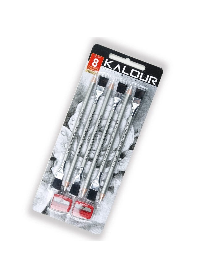 KALOUR Detail Eraser Pencil - 6Pc Eraser Pencils With Brush And 2Pc Sharpener,Erasing Small Details Or Add Highlights For Sketching, Charcoal Drawings. Fine Detail Eraser For Beginners & Artists - Image 2