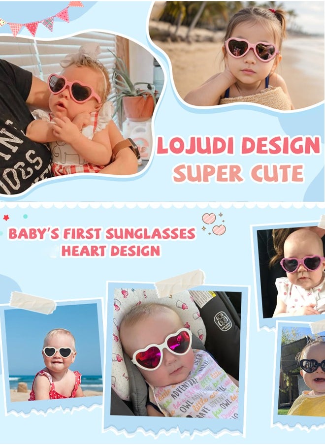 AZorb - Baby Sunglasses with Silicone Strap Polarized Heart Shaped Shades TPE Frame Sun Glasses  Adjustable for Kids Boys Girls Toddler Infant Age 0-3 Years Black - Image 1