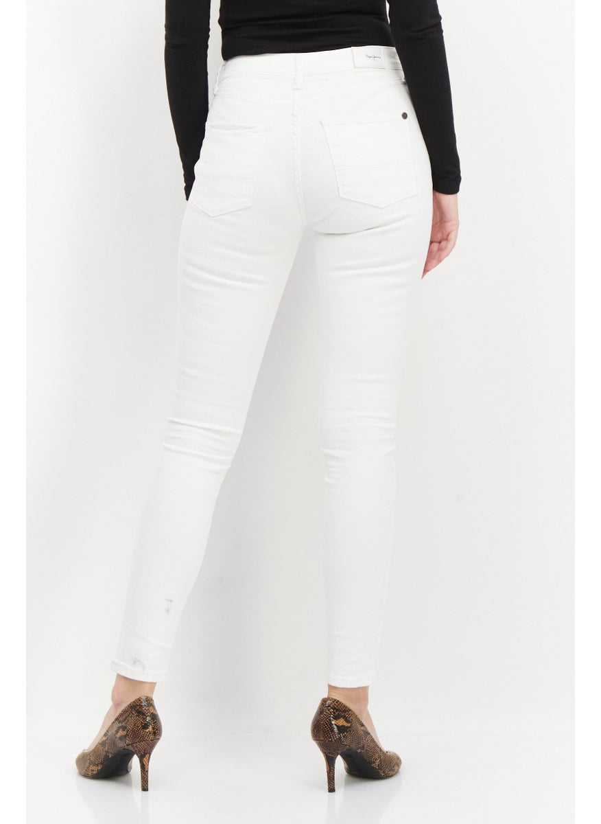 Pepe Jeans Women Skinny Fit Solid Non Stretcher Jean, White  - Image 2