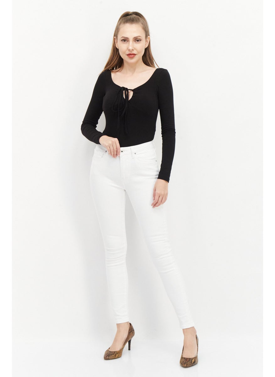 Pepe Jeans Women Skinny Fit Solid Non Stretcher Jean, White  - Image 4