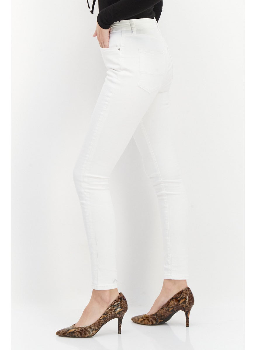 Pepe Jeans Women Skinny Fit Solid Non Stretcher Jean, White  - Image 3