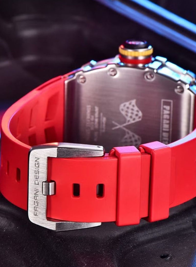 باغاني ديزاين الرجال الكوارتز حركة كرونوغراف متعددة الوظائف للماء ووتش قسط الأعمال ووتش اليومية الترفيه ووتش بد-1738 الفضة الأحمر - Image 4