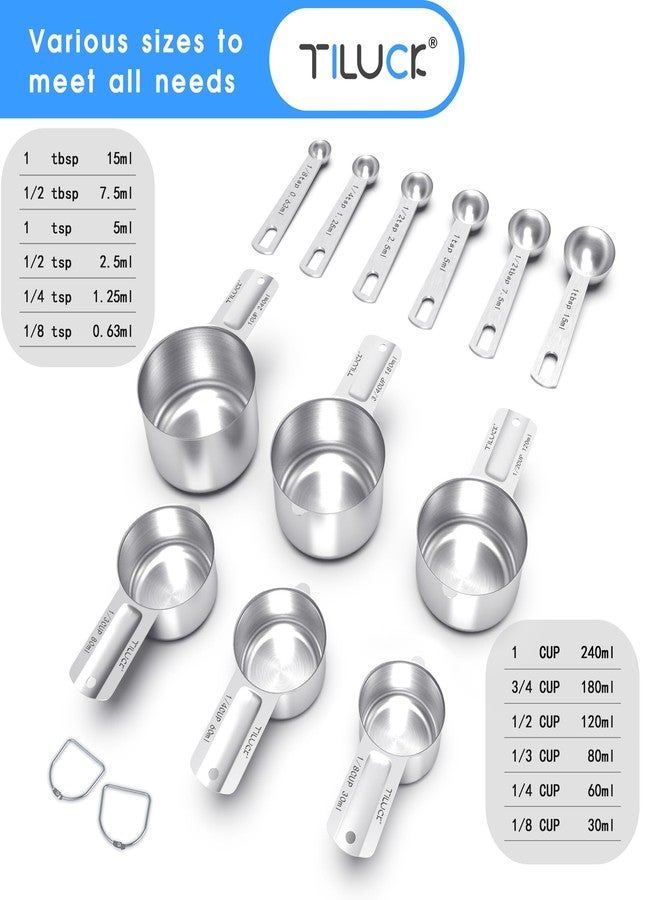 TILUCK Stainless Steel Measuring Cups & Spoons Set, Cups and Spoons,Kitchen Gadgets for Cooking & Baking (X-Large) - Image 2