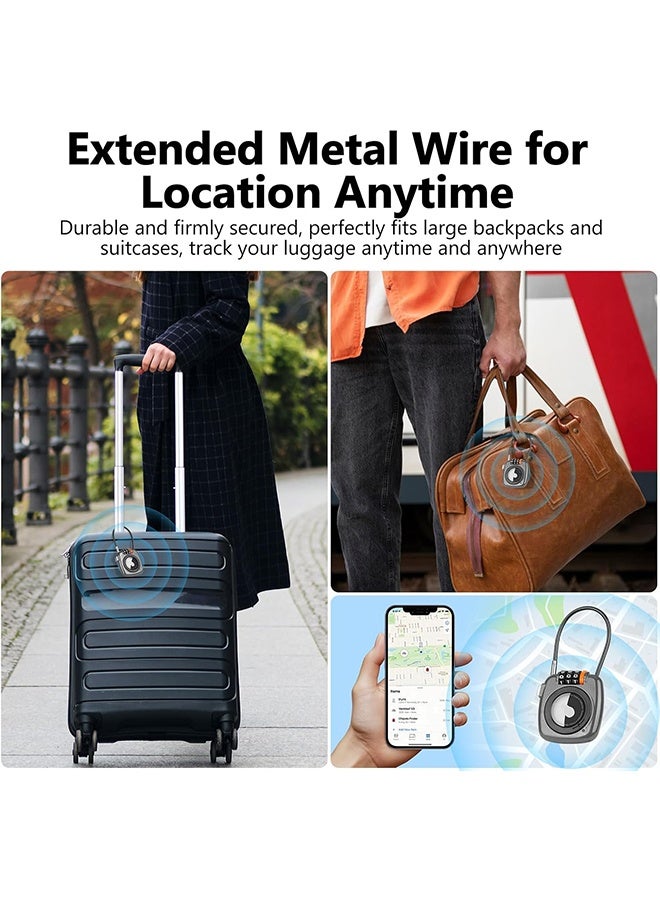 Compatible with Apple AirTag Secure Lock with Wire Cable, 3-Digit Combination Luggage Locks, Alloy Body Ultra Durable Anti-Lost Protective Case for Luggage, Bags, Suitcase, and Backpacks (Grey) - Image 4