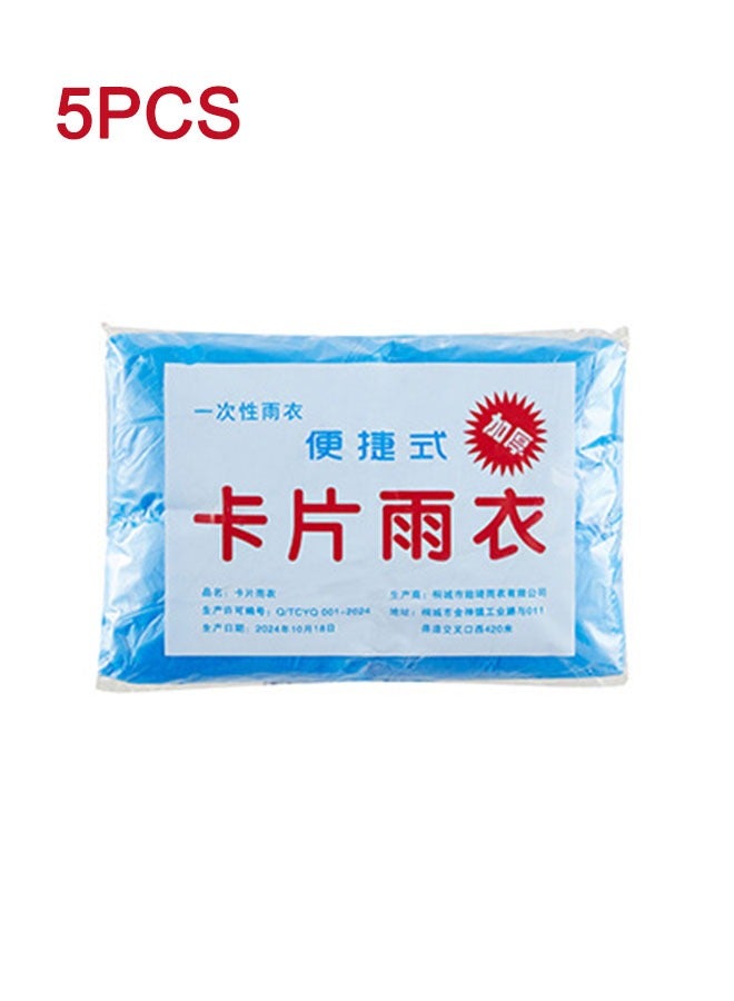 5 Pcs Rain Ponchos for Adults Disposable, Raincoats Rain Ponchos with Drawstring Hoods for Men Women, Disposable Emergency Ponchos, Reusable Rain Coats Perfect for Camping Hiking Travel,blue - Image 3