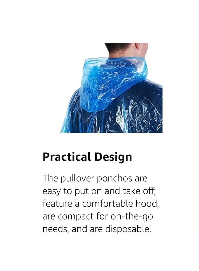 5 Pcs Rain Ponchos for Adults Disposable, Raincoats Rain Ponchos with Drawstring Hoods for Men Women, Disposable Emergency Ponchos, Reusable Rain Coats Perfect for Camping Hiking Travel,blue - Image 5
