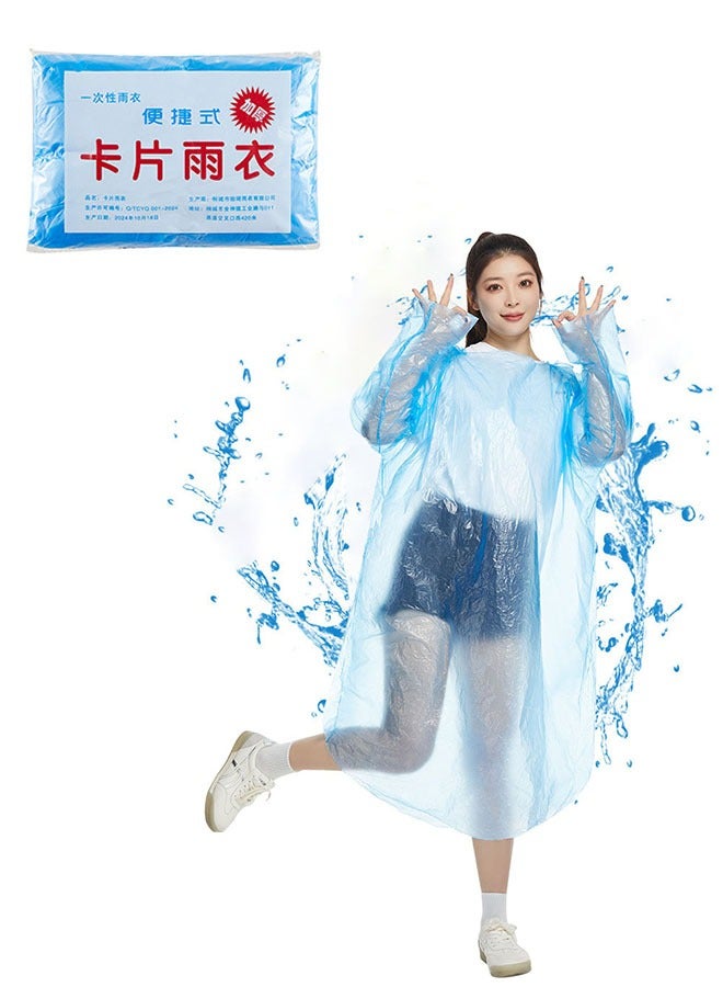 5 Pcs Rain Ponchos for Adults Disposable, Raincoats Rain Ponchos with Drawstring Hoods for Men Women, Disposable Emergency Ponchos, Reusable Rain Coats Perfect for Camping Hiking Travel,blue - Image 1