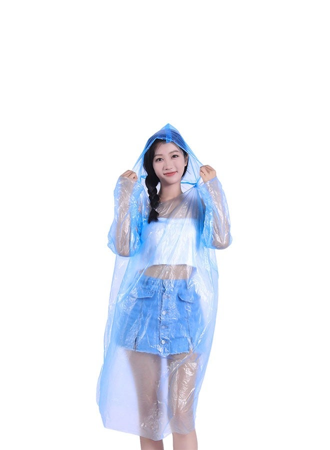 5 Pcs Rain Ponchos for Adults Disposable, Raincoats Rain Ponchos with Drawstring Hoods for Men Women, Disposable Emergency Ponchos, Reusable Rain Coats Perfect for Camping Hiking Travel,blue - Image 2