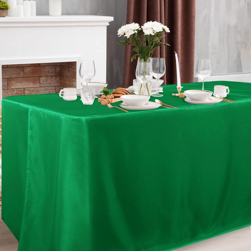 Obstal Multiple options 2 Pack Green Table Cloths for 4 Foot Rectangle Tables - Water Resistant Washable Fabric Polyester Rectangle Table Cover Protector for Wedding, Banquet and Trade Shows, 48L x 24W x 30H Inches Wide range usage design - Image 2