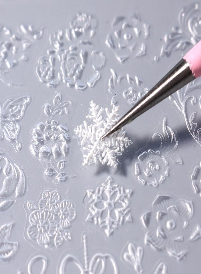 JALIYA Christmas Nail Charms Silicone Molds Flower Butterfly Nail Molds Christmas Bells Snowflake Nail Carving Templates 3D Gel Nail Art Sculpture Acrylic Nail Mold Embossed Nail Stencils Silicone Nail Tools - Image 5