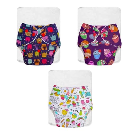 SuperBottoms BASIC - Assorted Pack of 3 Cloth Diaper For Baby | Washable & Reusable Cotton Cloth Diaper | 0-3 Years | Freesize | Adjustable | Reduces Rash | With Quick Dry Pad/Insert - Image 1