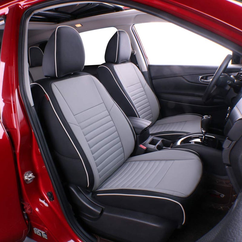 EKR Rogue Seat Covers Custom Fit for Nissan Rogue Not for Sport SSVSL 2014 2015 2016 2017 2018 2019 2020 Leather Car Seat Cover Full SetFaux Leather BlackGrey