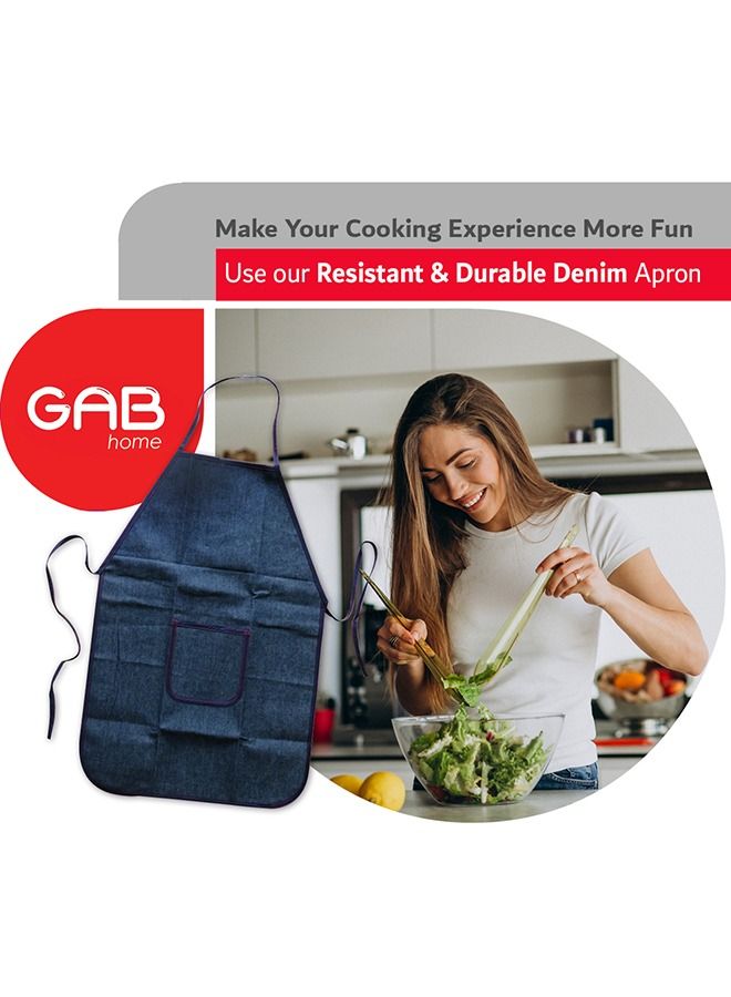 GAB Home Multipurpose Adjustable Ties Long Denim Apron With Pocket And Inner Nylon Lining  - Image 3