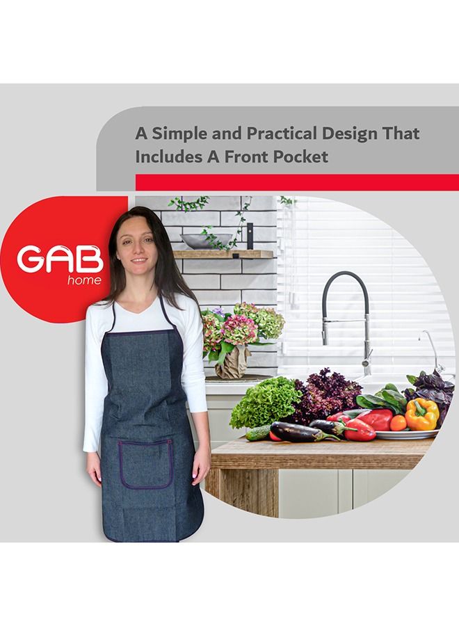 GAB Home Multipurpose Adjustable Ties Long Denim Apron With Pocket And Inner Nylon Lining  - Image 4