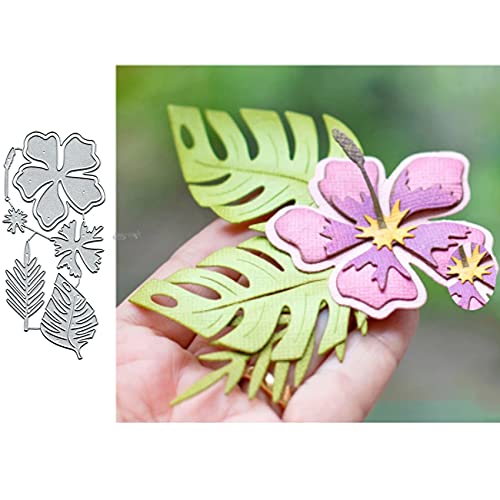 DDeehs 7PCS Hawaiian Flower Leaf Metal Die Cuts,Spring Flower Leaves Card Cutting Dies Cut Stencils DIY Scrapbooking Album Decorative Embossing Paper Dies Festival Card Making - Image 1