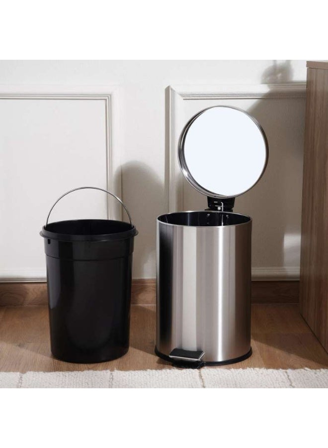 Pan Home سلة مهملات معدنية بدواسة ناعمة للإغلاق اليومي 36X30.2X44 سم 20 لتر - كروم - Image 5