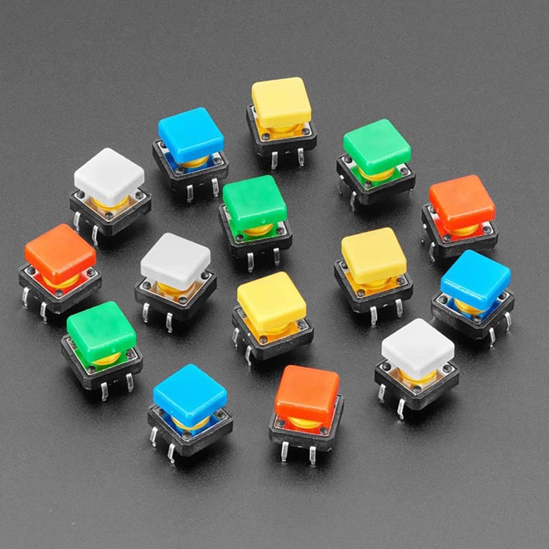 Adafruit Colorful Square Tactile Button Switch Assortment - 15 Pack [ADA1010] - Image 1