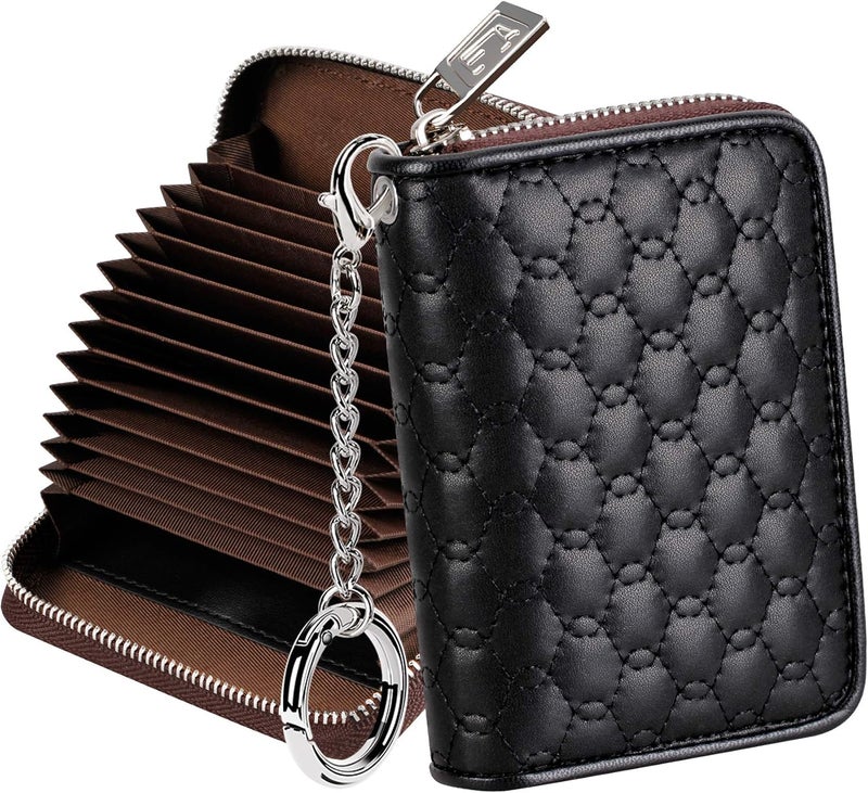 FurArt Zipper Wallet Women, RFID Blocking Credit Card Wallet, Business Card Holder, Compact Size KeyChain Wallet - Image 1