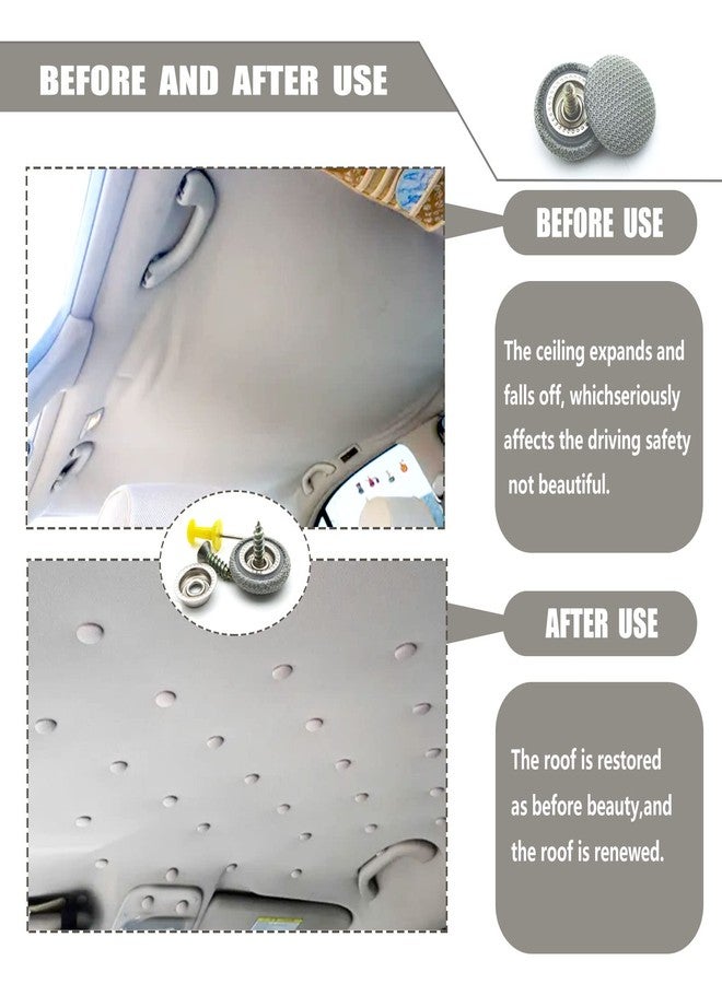 TEMI 60PCS Car Roof Headliner Repair Kit, Auto Roof Snap Rivets Retainer for Interior Ceiling Cloth Fixing Repair Buckle with Installation Tool (Grey Grid) - Image 4