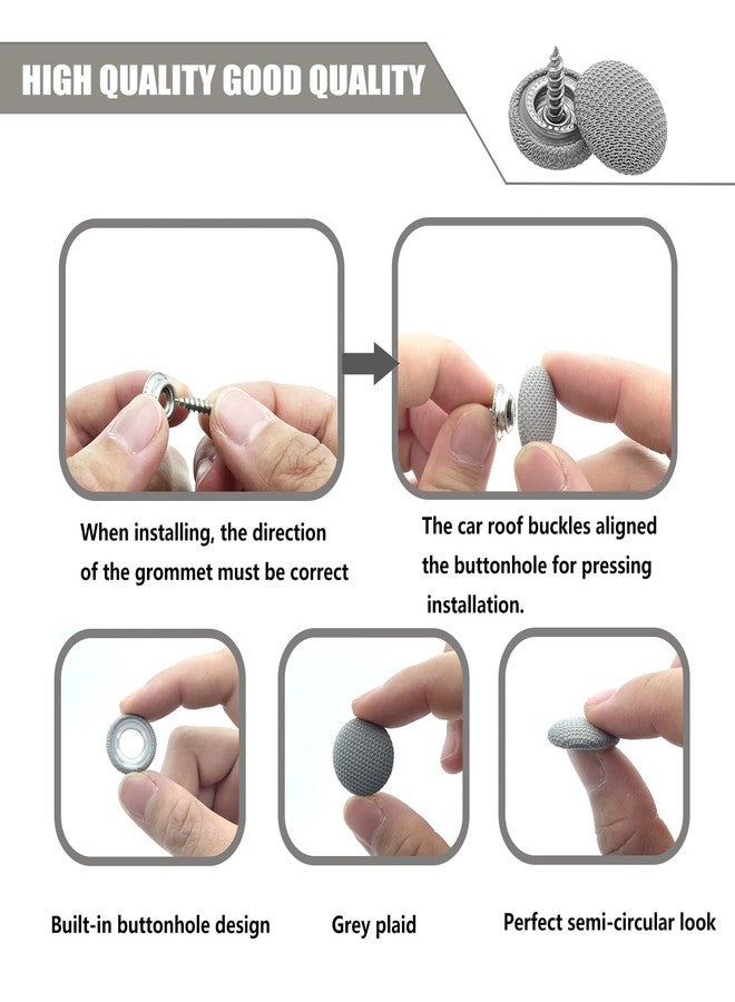 TEMI 60PCS Car Roof Headliner Repair Kit, Auto Roof Snap Rivets Retainer for Interior Ceiling Cloth Fixing Repair Buckle with Installation Tool (Grey Grid) - Image 3