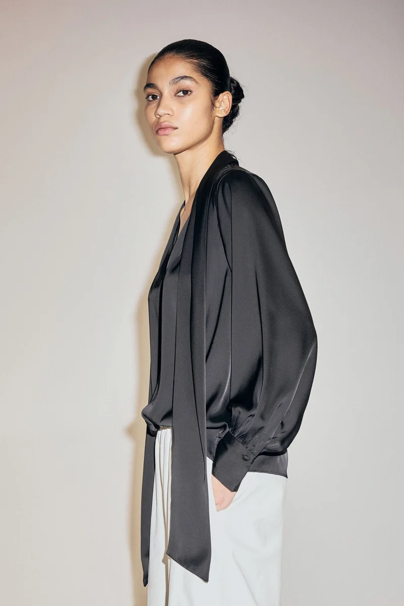 H&M Tie-neck chiffon blouse