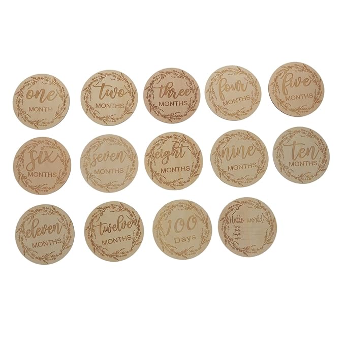 Wooden Monthly Photo Props For Newborn Growth Photography Safe Smooth Light Brown 10X10CM - Image 1