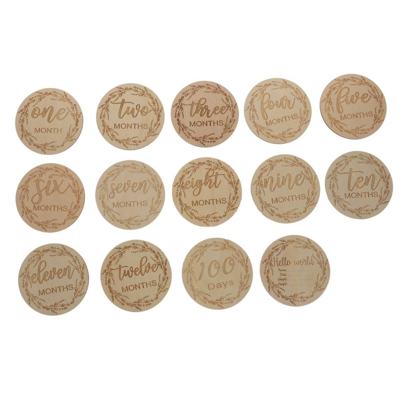 Wooden Monthly Photo Props For Newborn Growth Photography Safe Smooth Light Brown 10X10CM - Image 2