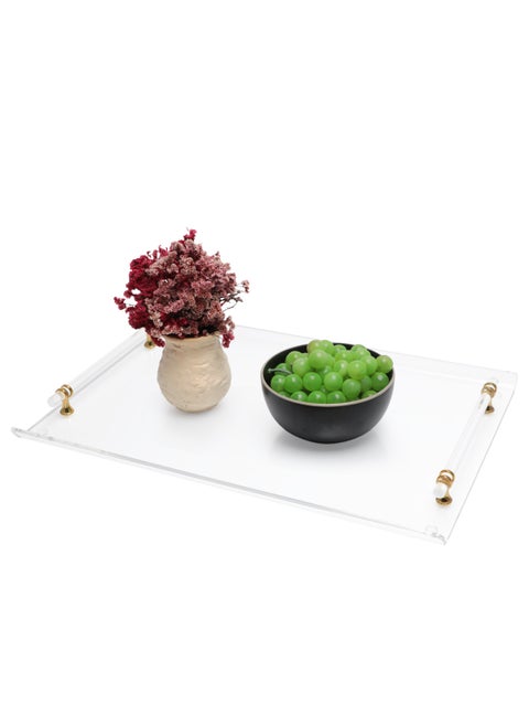 Acrylic Tray, Clear Tray, Acrylic Serving Tray with Handles for Ottoman, Coffee, Appetizer, Breakfast (Clear)