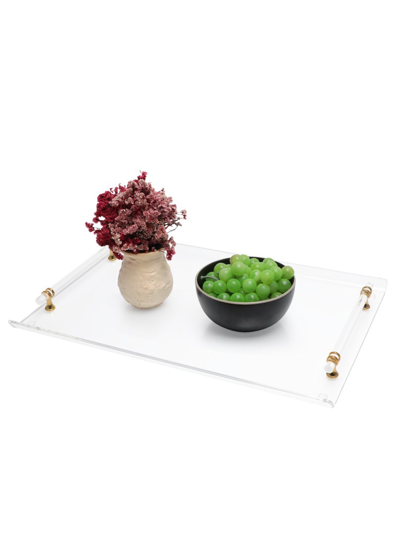 Life Smile - Acrylic Tray, Clear Tray, Acrylic Serving Tray with Handles for Ottoman, Coffee, Appetizer, Breakfast (Clear) - Image 1