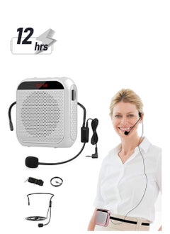 Y&D Voice Amplifier with Wired Microphone Headset, Portable Rechargeable PA System Speaker Personal Speech Amplifier, Loudspeaker for Teachers, Tour Guides/Coaches Metting/Yoga/Fitness (White)  - Image 1