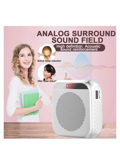 Y&D Voice Amplifier with Wired Microphone Headset, Portable Rechargeable PA System Speaker Personal Speech Amplifier, Loudspeaker for Teachers, Tour Guides/Coaches Metting/Yoga/Fitness (White)  - Image 2