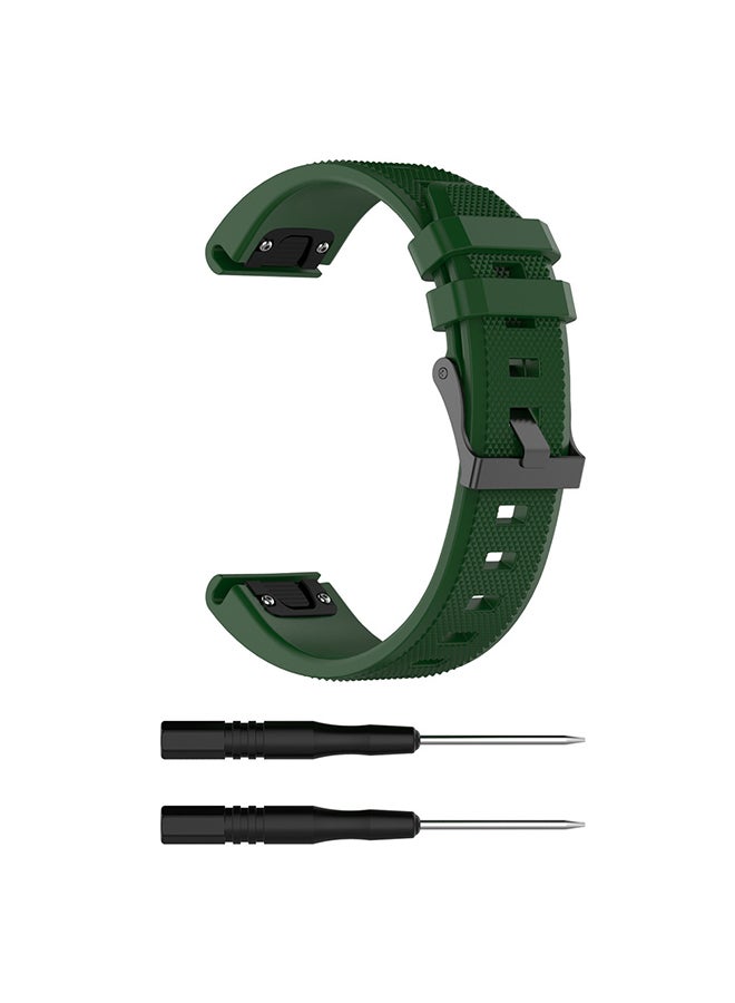 Voberry Replacement Silicone Band With Tools For Garmin Fenix 5 Plus Army Green - Image 1