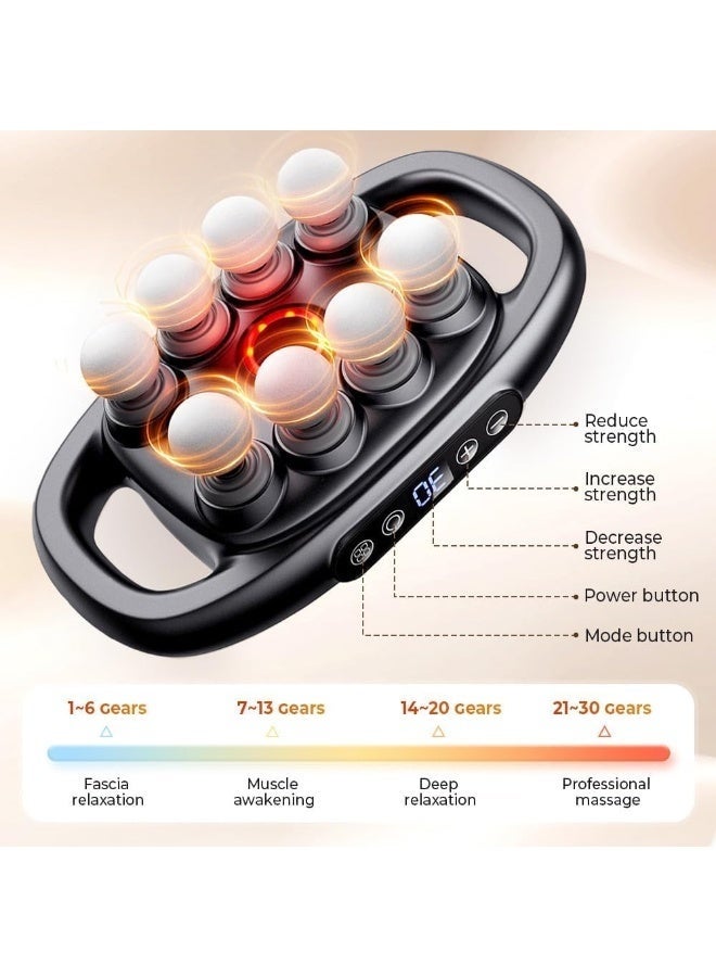 والالا مجموعة مسدس تدليك مكونة من 16 رأسًا، جهاز تدليك كهربائي عميق للأنسجة للظهر والكتفين والساقين والقدم وتخفيف عضلات الجسم، 3 أوضاع و30 مستوى قابل للتعديل، لون رمادي - Image 3