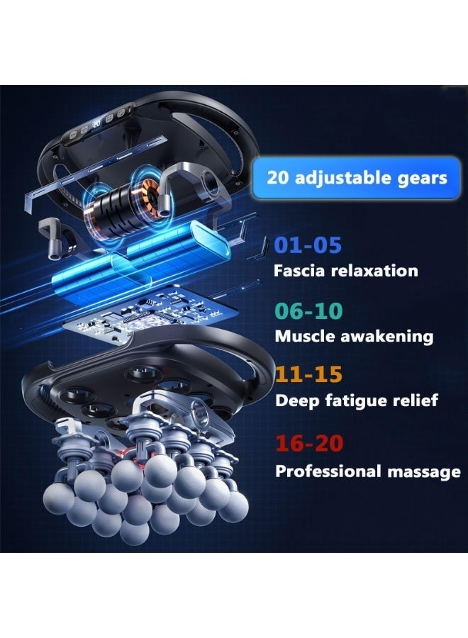 والالا مجموعة مسدس تدليك مكونة من 16 رأسًا، جهاز تدليك كهربائي عميق للأنسجة للظهر والكتفين والساقين والقدم وتخفيف عضلات الجسم، 3 أوضاع و30 مستوى قابل للتعديل، لون رمادي - Image 5