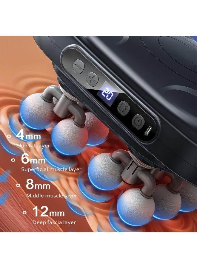 والالا مجموعة مسدس تدليك مكونة من 16 رأسًا، جهاز تدليك كهربائي عميق للأنسجة للظهر والكتفين والساقين والقدم وتخفيف عضلات الجسم، 3 أوضاع و30 مستوى قابل للتعديل، لون رمادي - Image 4