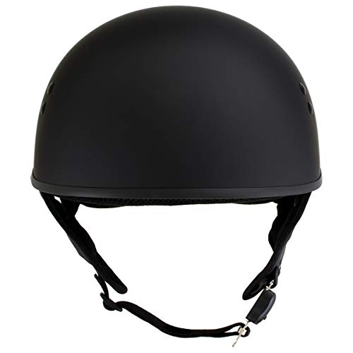 Hot Leathers Milwaukee Leather Hot Leathers Flat Matte Black Motorcycle Skull Cap Half Helmet for Men and Women DOT Approved HLD1001 - Large - Image 4