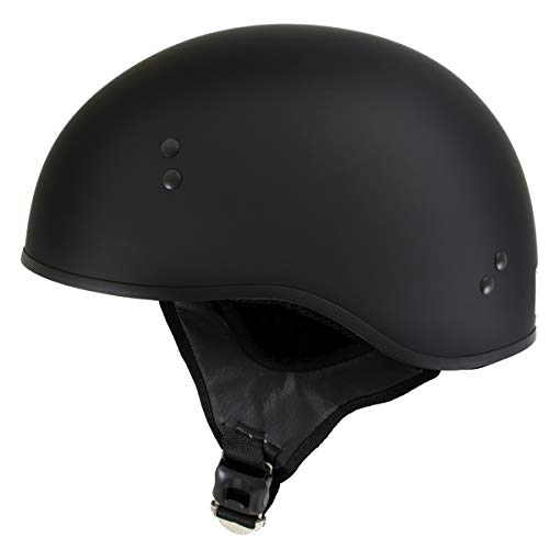 Hot Leathers Milwaukee Leather Hot Leathers Flat Matte Black Motorcycle Skull Cap Half Helmet for Men and Women DOT Approved HLD1001 - Large - Image 5