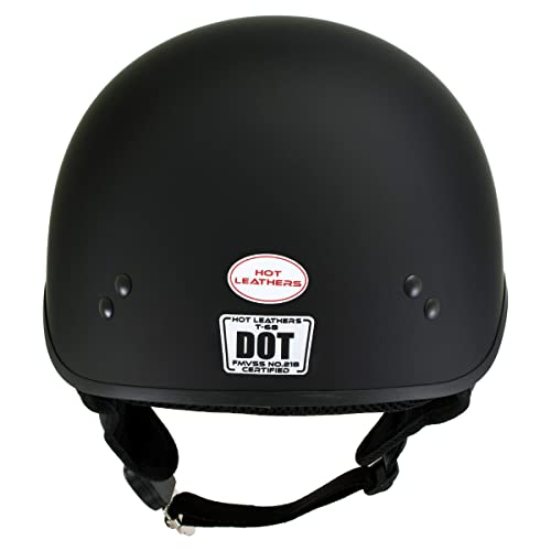 Hot Leathers Milwaukee Leather Hot Leathers Flat Matte Black Motorcycle Skull Cap Half Helmet for Men and Women DOT Approved HLD1001 - Large - Image 2